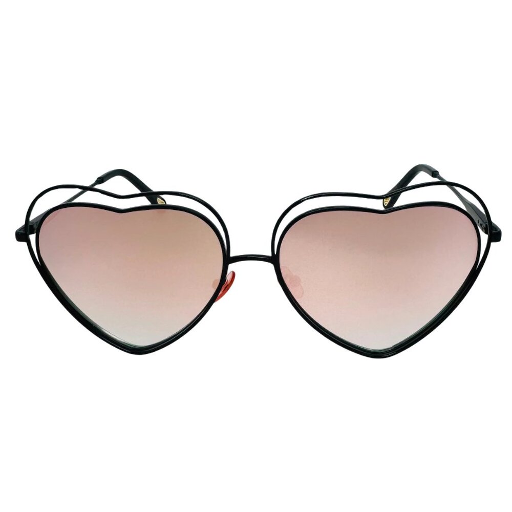 6062 | Pink Mirror Lens Heart Sunglasses with Unique Double Frame